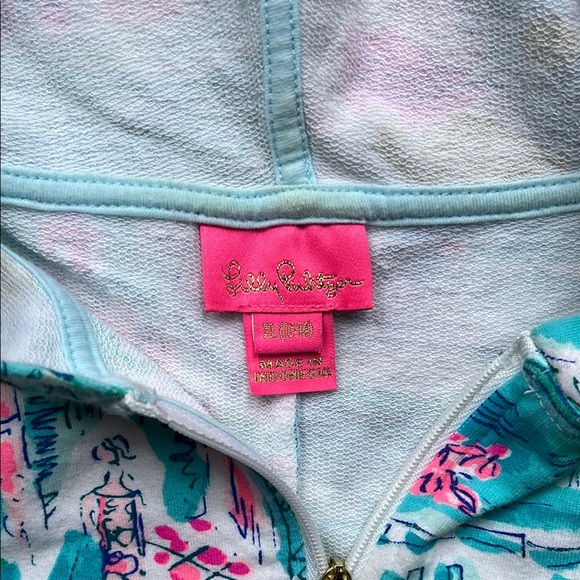 Lilly Pulitzer zip-up coverup with hood, girl's XL (12-14) - Picture 2 of 6